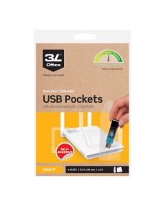 3L Self-Adhesive USB Pockets 90x52mm 10 Pack