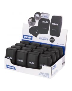 MILAN Shadow Compact Double Eraser and Pencil Sharpener Display 16 pcs