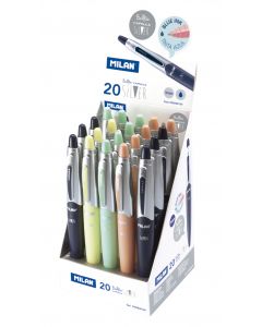 MILAN Silver Ink Pen Blue 20 pcs Display