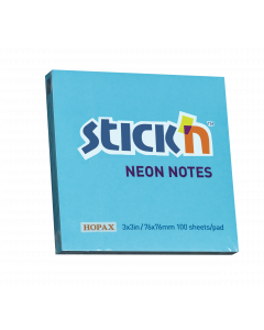 Note Pad 76x76 100 Sheets Neon Blue