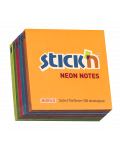 Note Pad 76x76mm 100 Sheets 6 Pack Assorted Neon