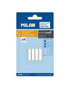 MILAN 4 Spare Erasers for CAPSULE 2B Mechanical Pencil Blister Pack