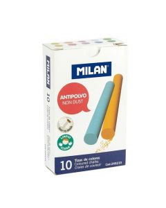 MILAN Non-Dust Calcium Carbonate Chalks Coloured Box 10 