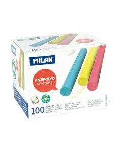 MILAN Non-Dust Calcium Carbonate Chalks Coloured Box 100 